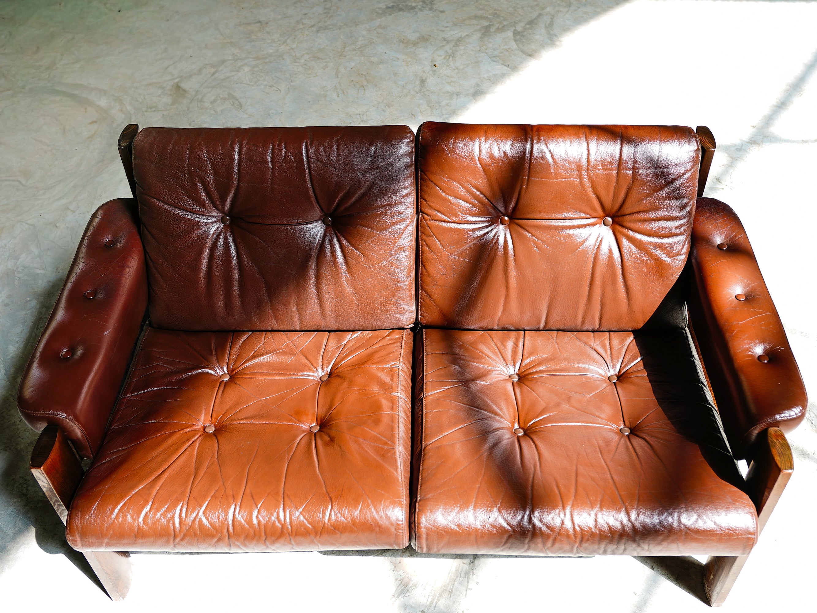 1970s LEATHER TWO-SEATER SOFA